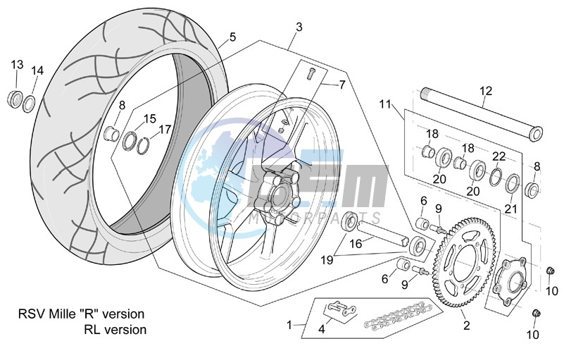 Rear wheel RSV Mille -R- Version