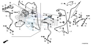 SH300D SH300i UK - (E) drawing REAR BRAKE HOSE/ BRAKE PIPE