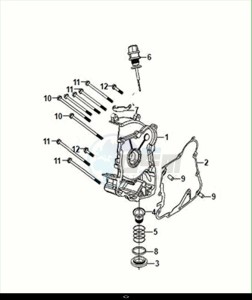 JET4 RX 125 (XE12W4-EU) (E5) (M1) drawing R. CRANK CASE COVER