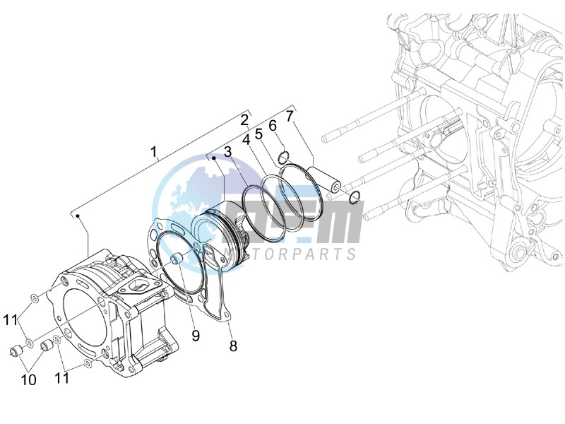 Cylinder-piston-wrist pin unit