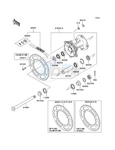 KX125 KX125M6F EU drawing Rear Hub