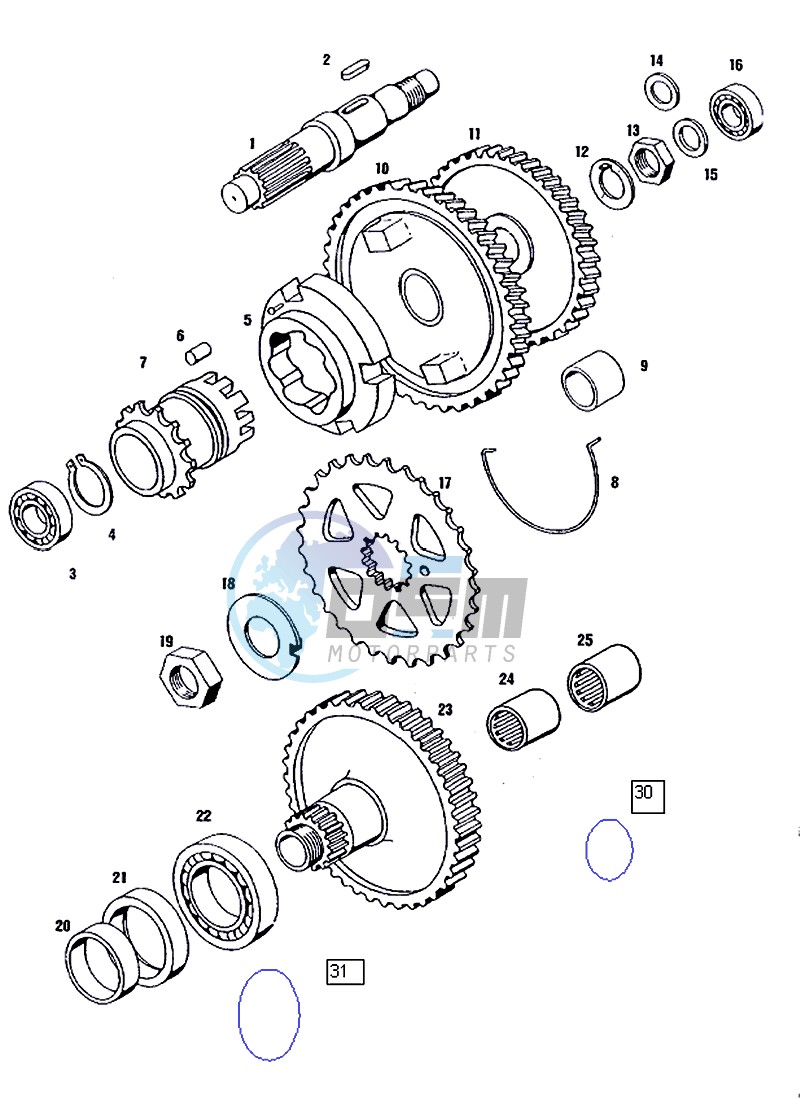 Countershaft-mainshaft