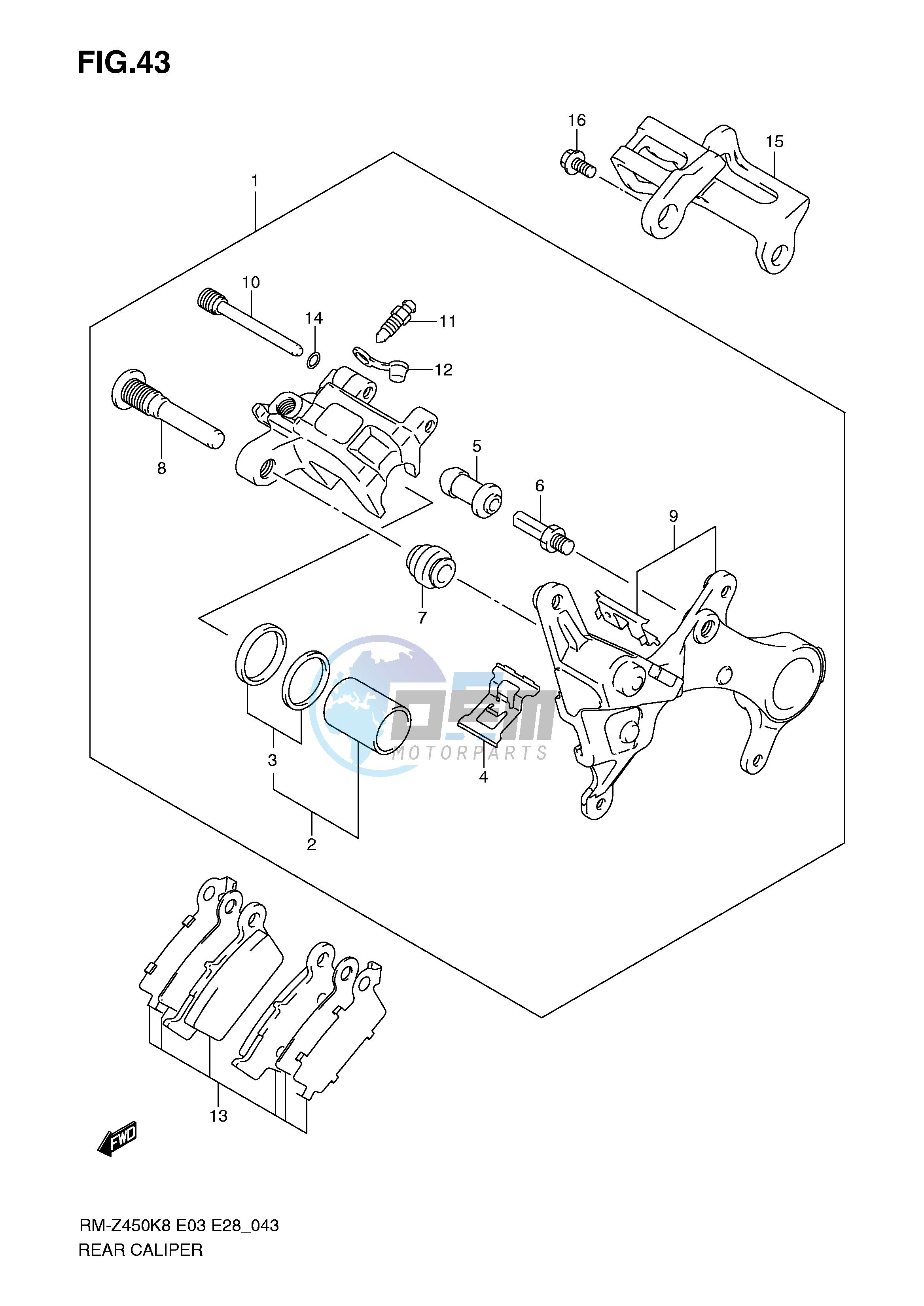 REAR CALIPER (RM-Z450K8 K9 L0)