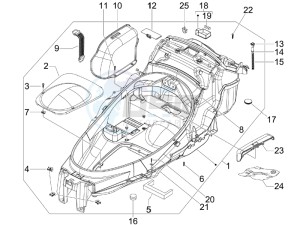 MP3 125 ie Touring drawing Helmet box - Undersaddle