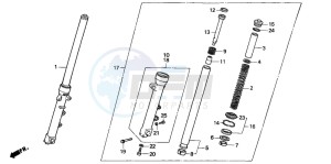 CB750F2 SEVEN FIFTY drawing FRONT FORK (CB750F2)