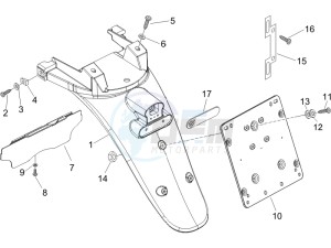 Beverly 125 Sport e3 drawing Rear cover - Splash guard