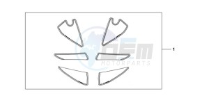 CBR600RR9 Europe Direct - (ED / MME) drawing RACING STICKER WHITE BACKGROUND 'NUMBER PLATE STICKERS' WITH