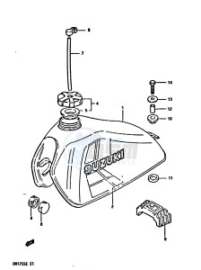 DR125S (E2) drawing FUEL TANK (E2, E4, E15, E18, E21)