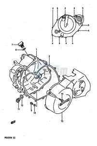 RGV250 1989 drawing CRANKCASE COVER