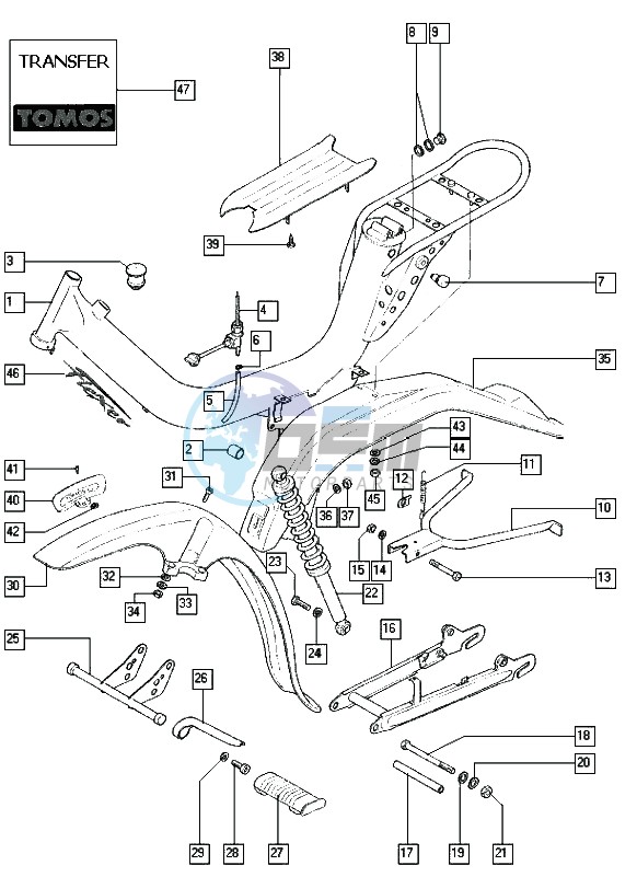 Frame-swinging arm-mudguards