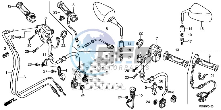 SWITCH/ CABLE/ MIRROR (VFR1200X/ XA/ XL)