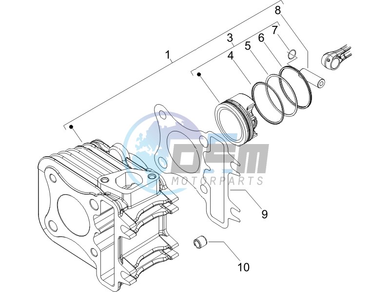 Cylinder-piston-wrist pin unit