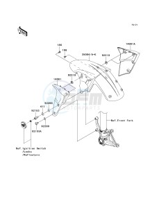 ZX 600 P [NINJA ZX-6R] (7F-8FA) P7F drawing FRONT FENDER-- S- -