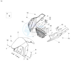 TUONO 125 4T E4 ABS (APAC) drawing Front mudguard-Pillar