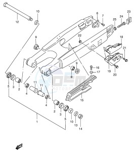 RM125 (E2) drawing REAR SWINGING ARM (MODEL X)