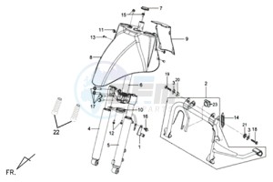 MIO 50 SPORT 25 KMH drawing FRONT FENDER / FRONT FORK/ CENTRAL STAND