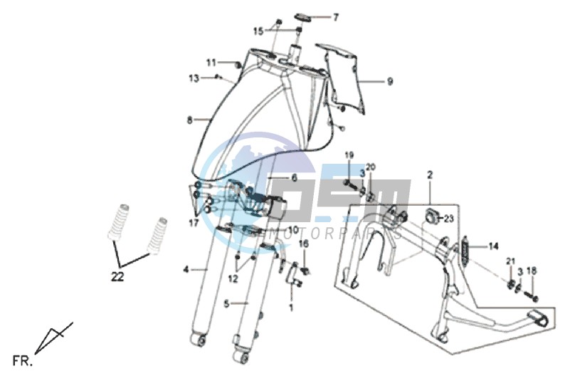 FRONT FENDER / FRONT FORK/ CENTRAL STAND