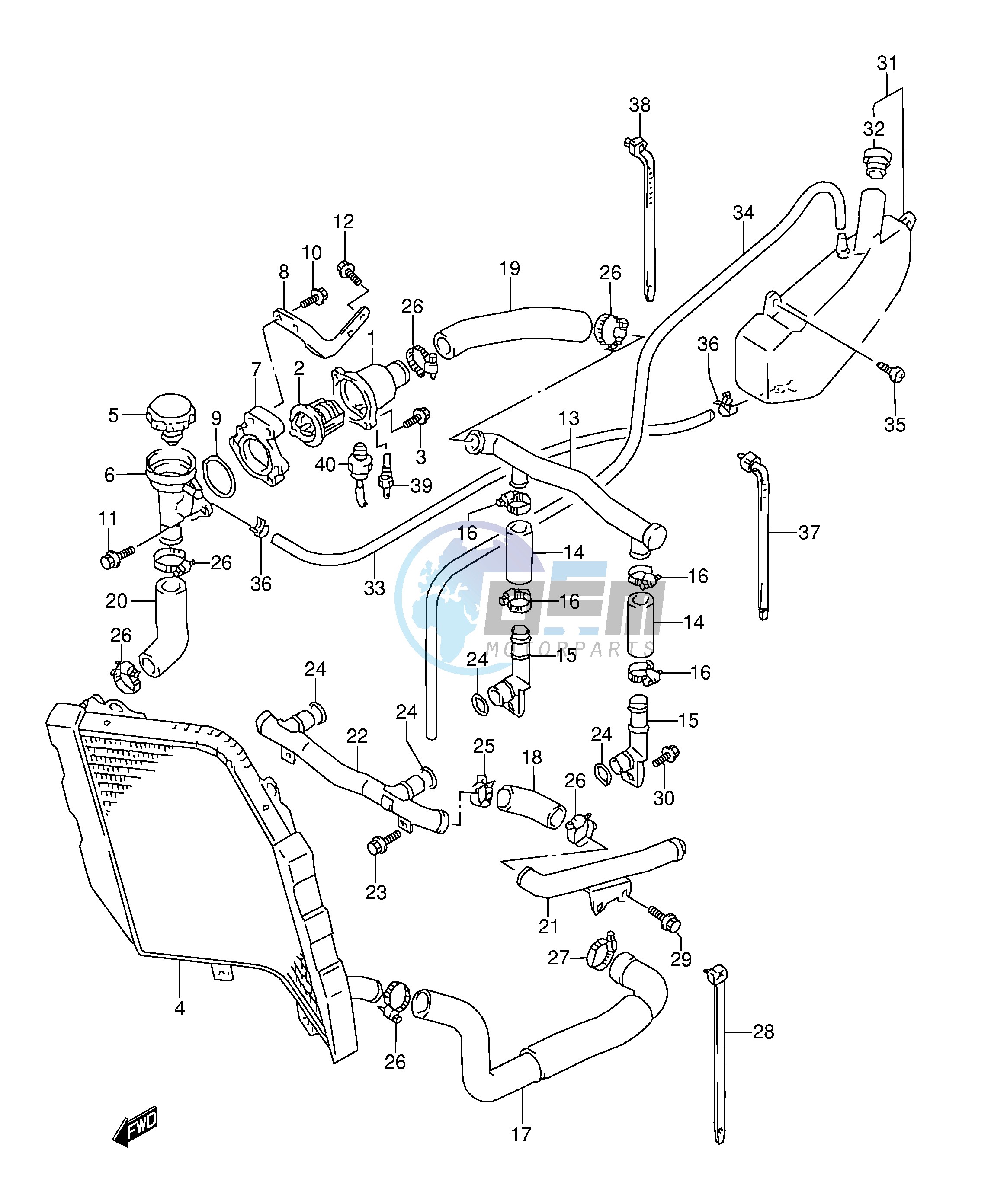 RADIATOR HOSE (MODEL S T V W)