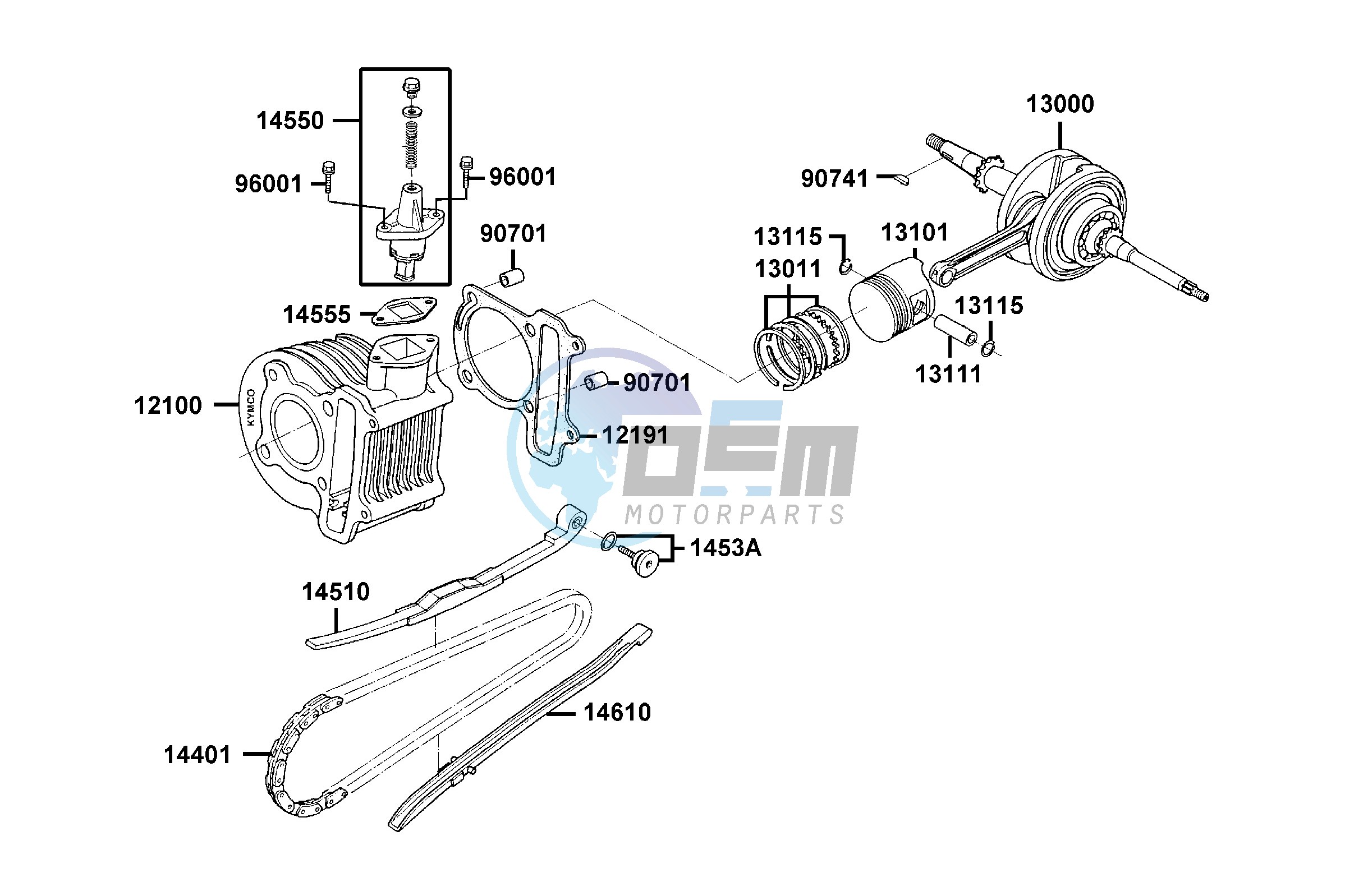 Cylinder  - Piston  - Crankshaft