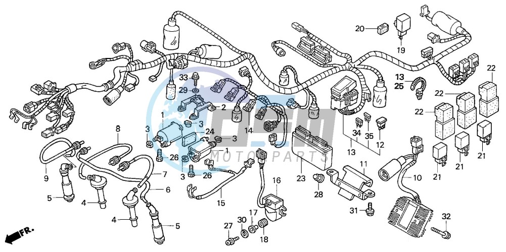 WIRE HARNESS/IGNITION COI L (CB1300F/F1)