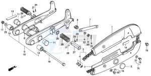 C90Z 50 drawing REAR FORK/CHAIN CASE