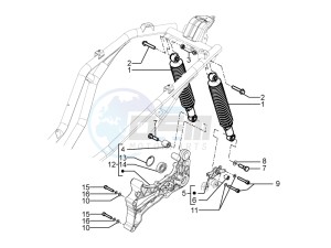 Beverly 350 4t 4v ie e3 Sport Touring drawing Rear suspension - Shock absorbers