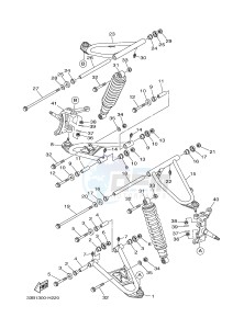 YFM250R RAPTOR 250 (33B8) drawing FRONT SUSPENSION & WHEEL