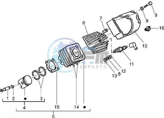 Cylinder-piston-wrist pin assy