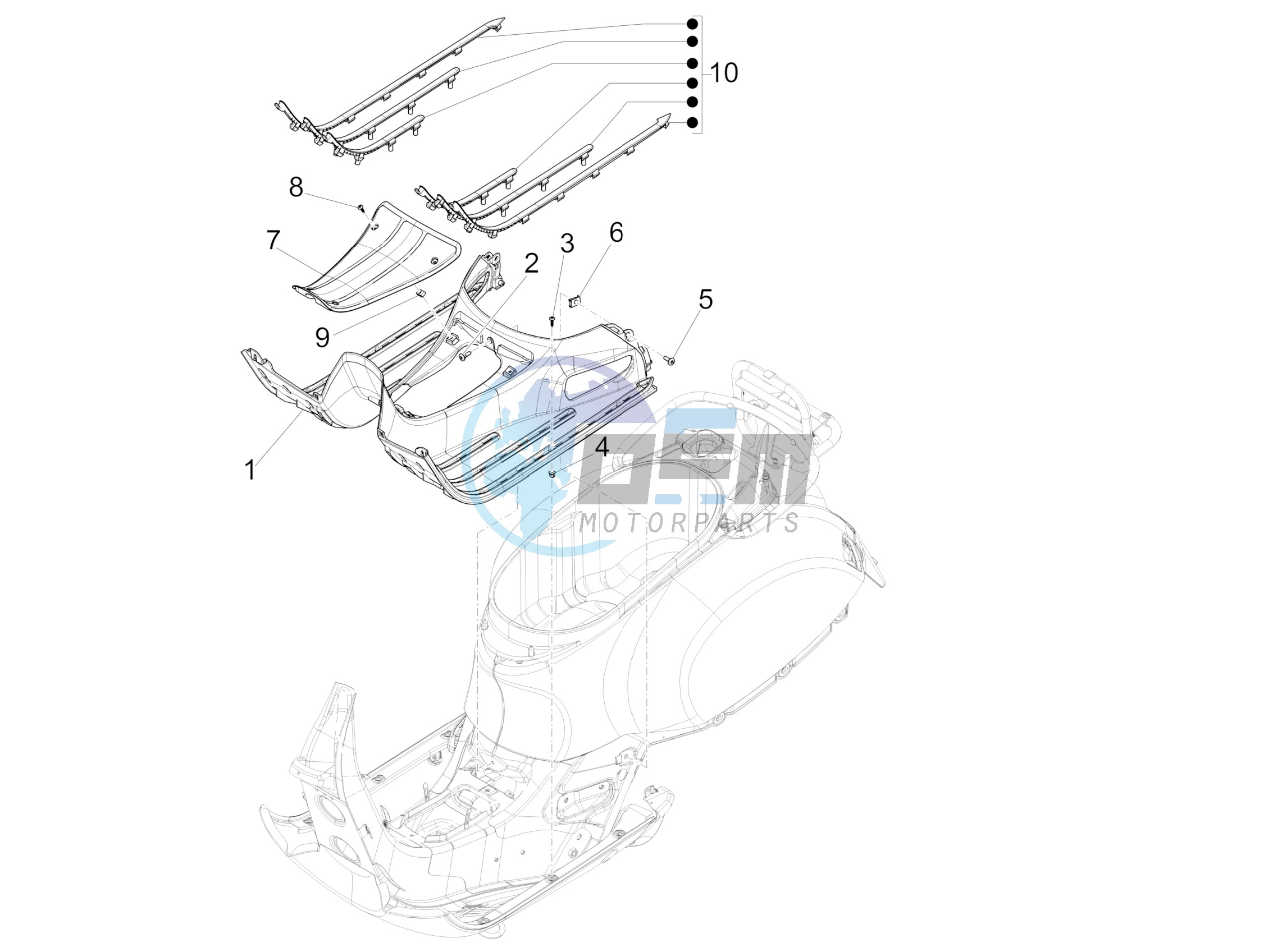 Central cover - Footrests