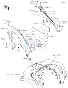 BRUTE FORCE 750 4x4i EPS KVF750GHF EU drawing Side Covers