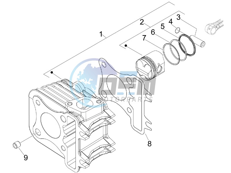 Cylinder - piston - wrist pin unit