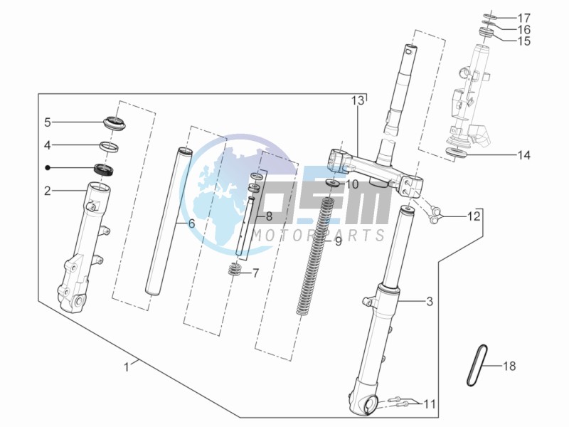 Fork steering tube - Steering bearing unit