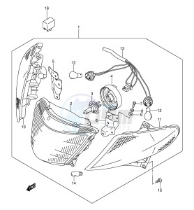 AN400 (E2) Burgman drawing FRONT COMBINATION LAMP (MODEL K1 K2 E19,E54,P37)