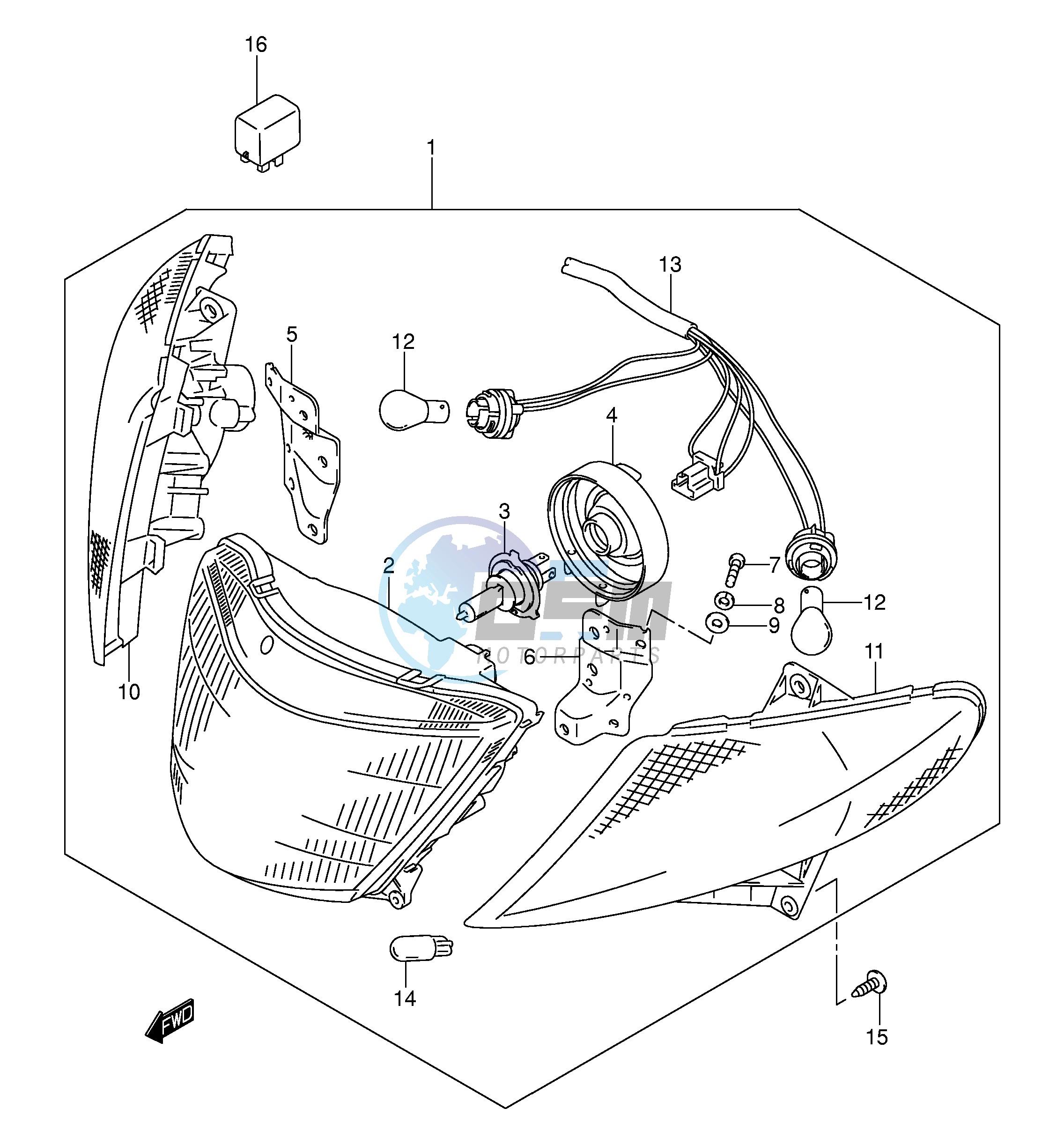 FRONT COMBINATION LAMP (MODEL K1 K2 E19,E54,P37)