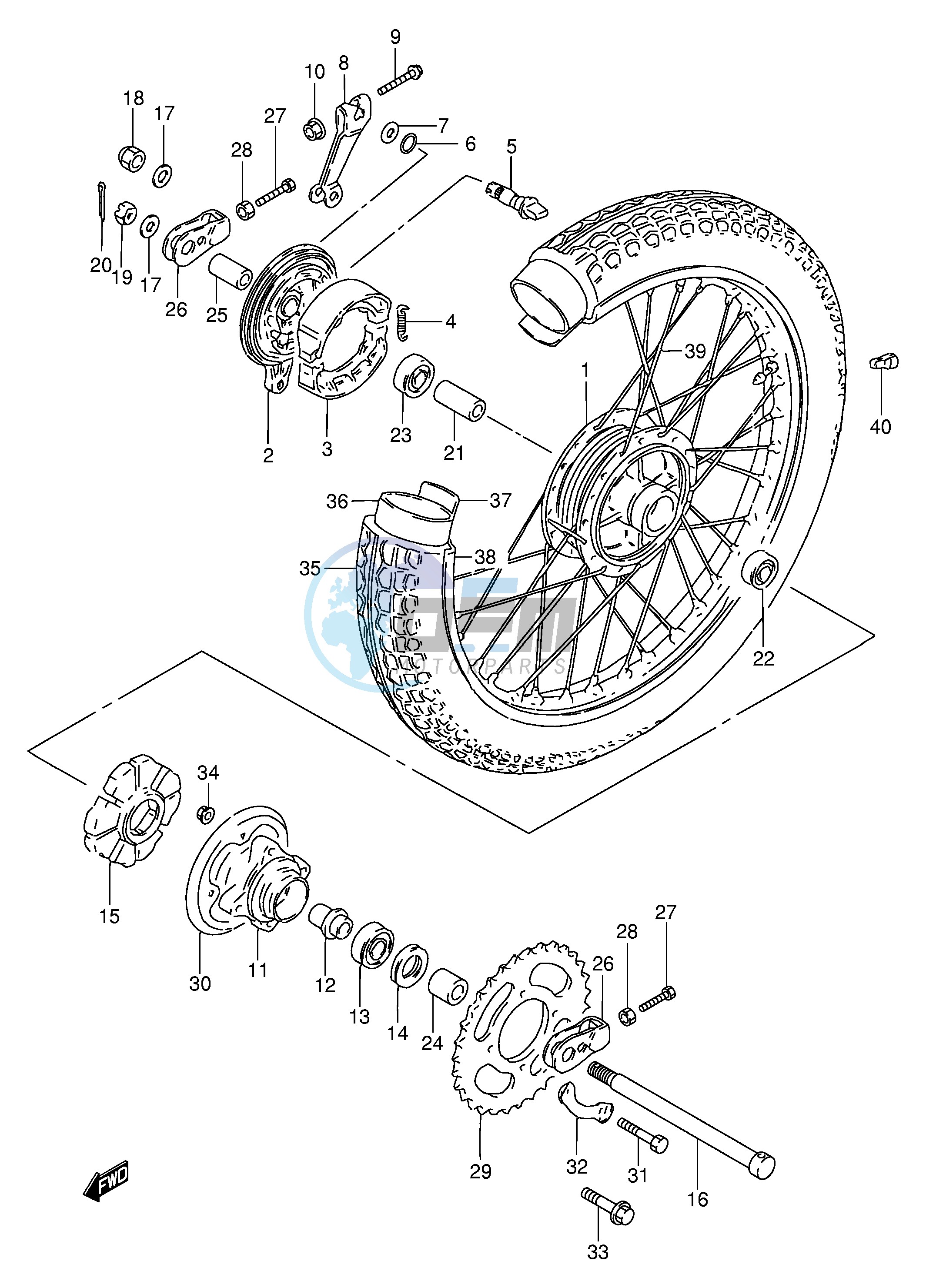 REAR WHEEL(GN250 F J K L M N P R)