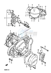 RM250 (K-L-M-N) drawing CRANKCASE COVER-WATER PUMP (MODEL L M N)