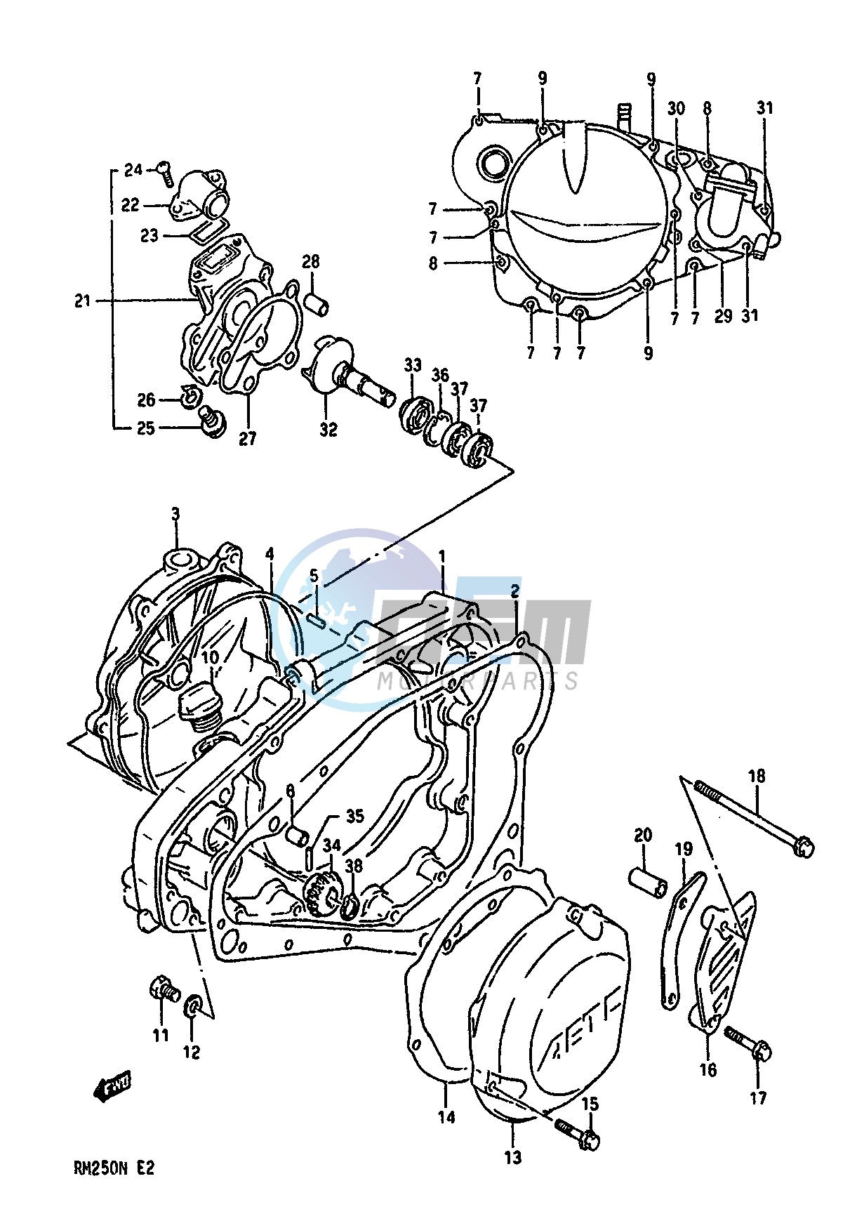 CRANKCASE COVER-WATER PUMP (MODEL L M N)