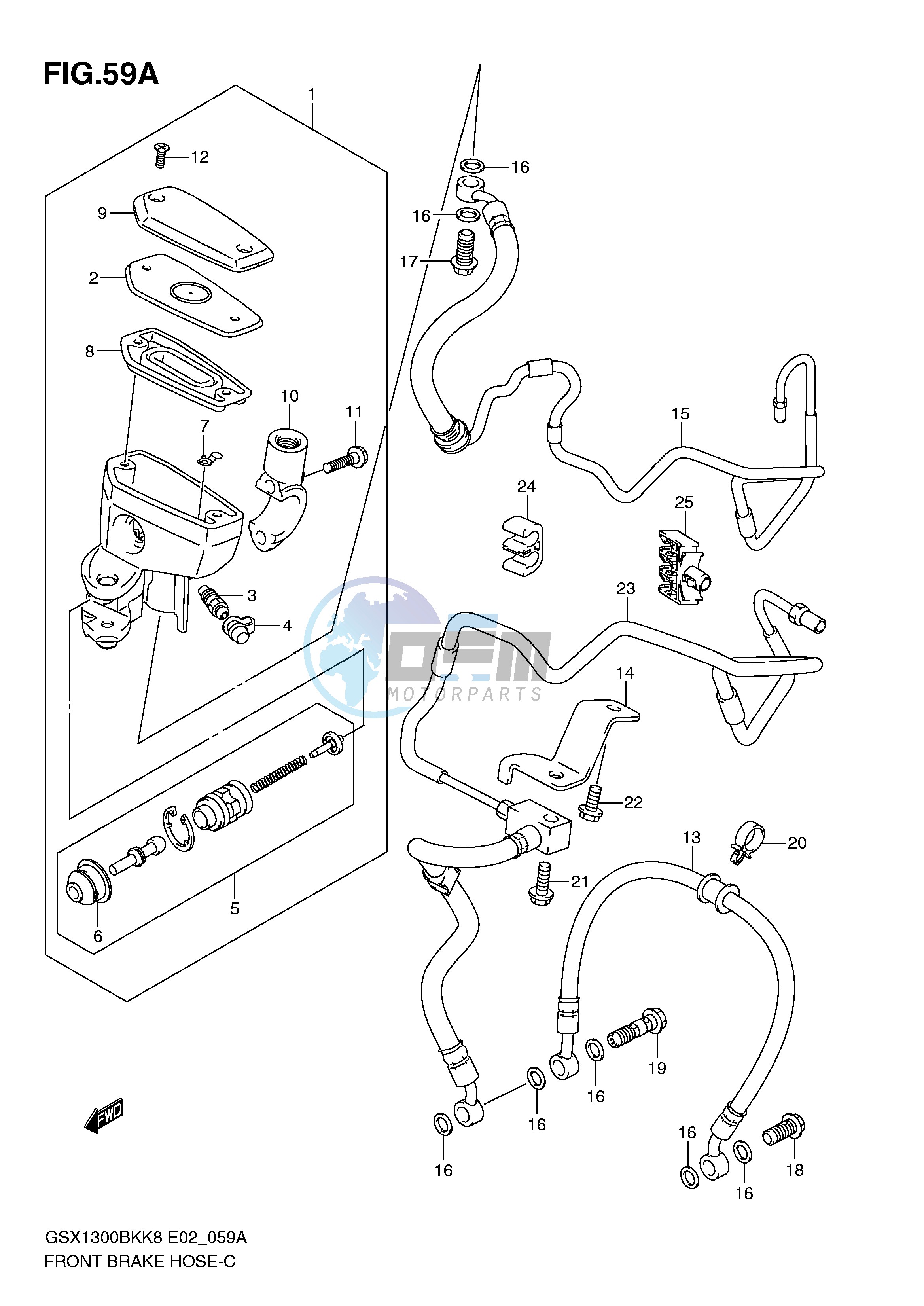 FRONT BRAKE HOSE (GSX1300BKAK8 AU2K8 AK9 AUFK9 AL0 AUFL0)