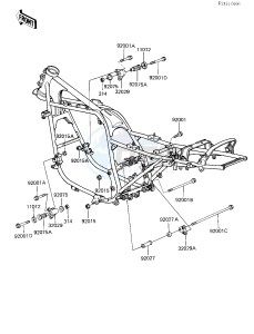 ZX 750 E [GPZ 750 TURBO] (E1-E2) [GPZ 750 TURBO] drawing FRAME FITTINGS