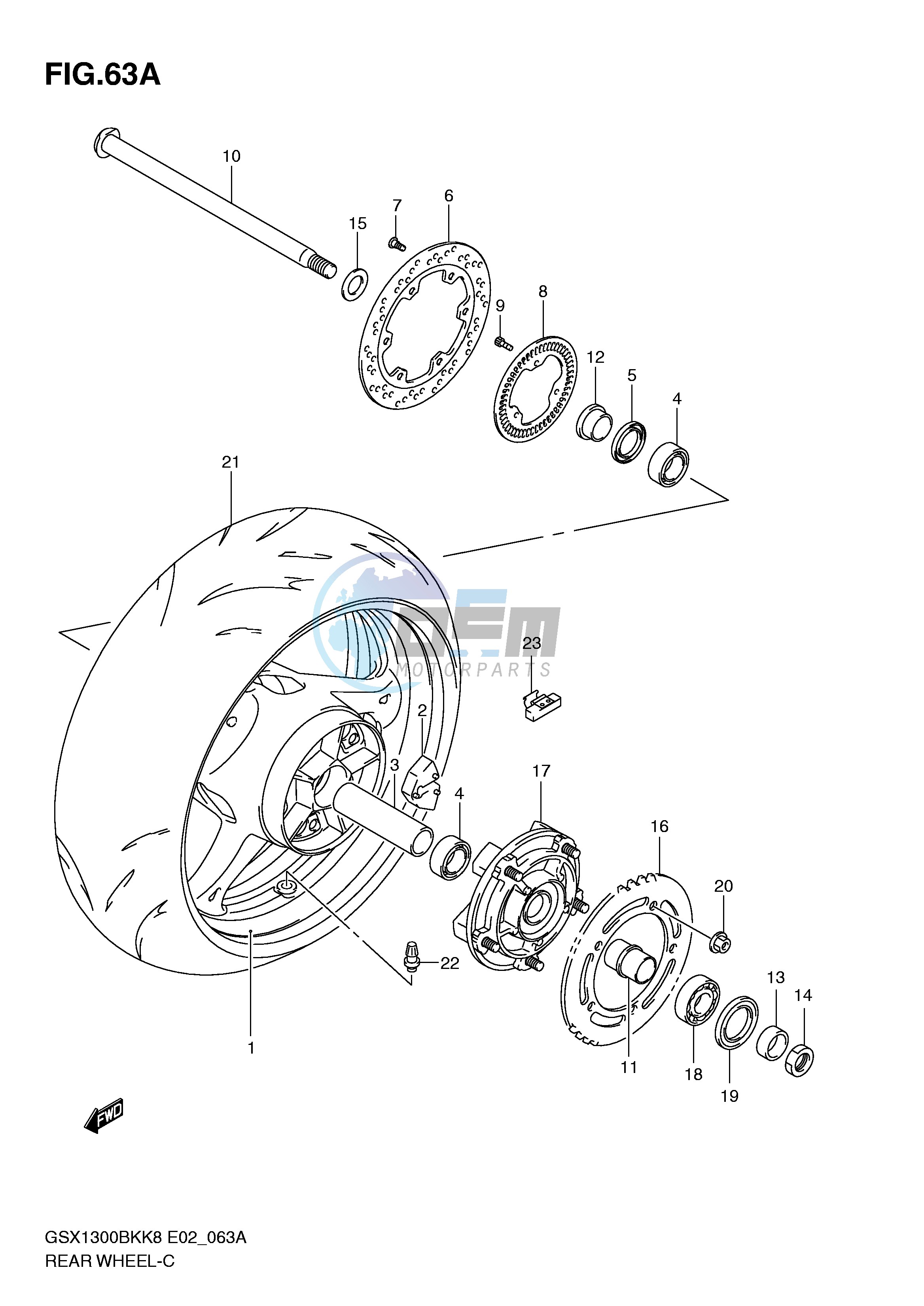 REAR WHEEL (GSX1300BKAK8 AU2K8 AK9 AUFK9 AL0 AUFL0)