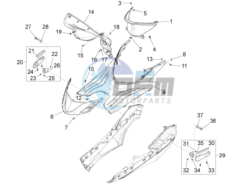 Central cover - Footrests