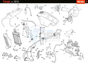 TANGO-50-WHITE drawing TANK - EXHAUST - RADIATOR