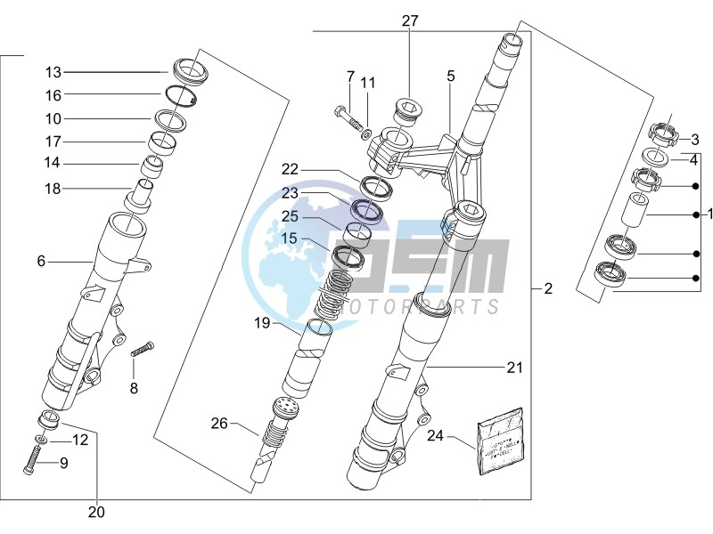 Fork steering tube - Steering bearing unit