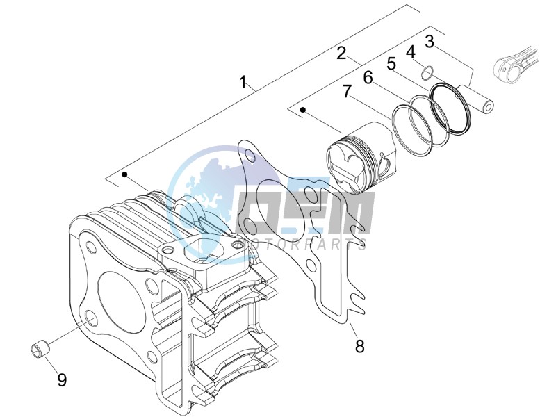 Cylinder-piston-wrist pin unit