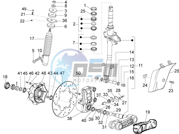 Fork - steering tube - Steering bearing unit