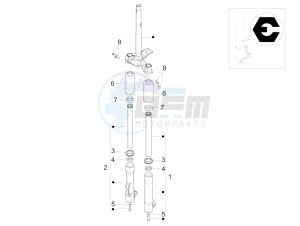 Liberty 125 4T PTT E3 (E) (EMEA) drawing Fork's components (Escorts)