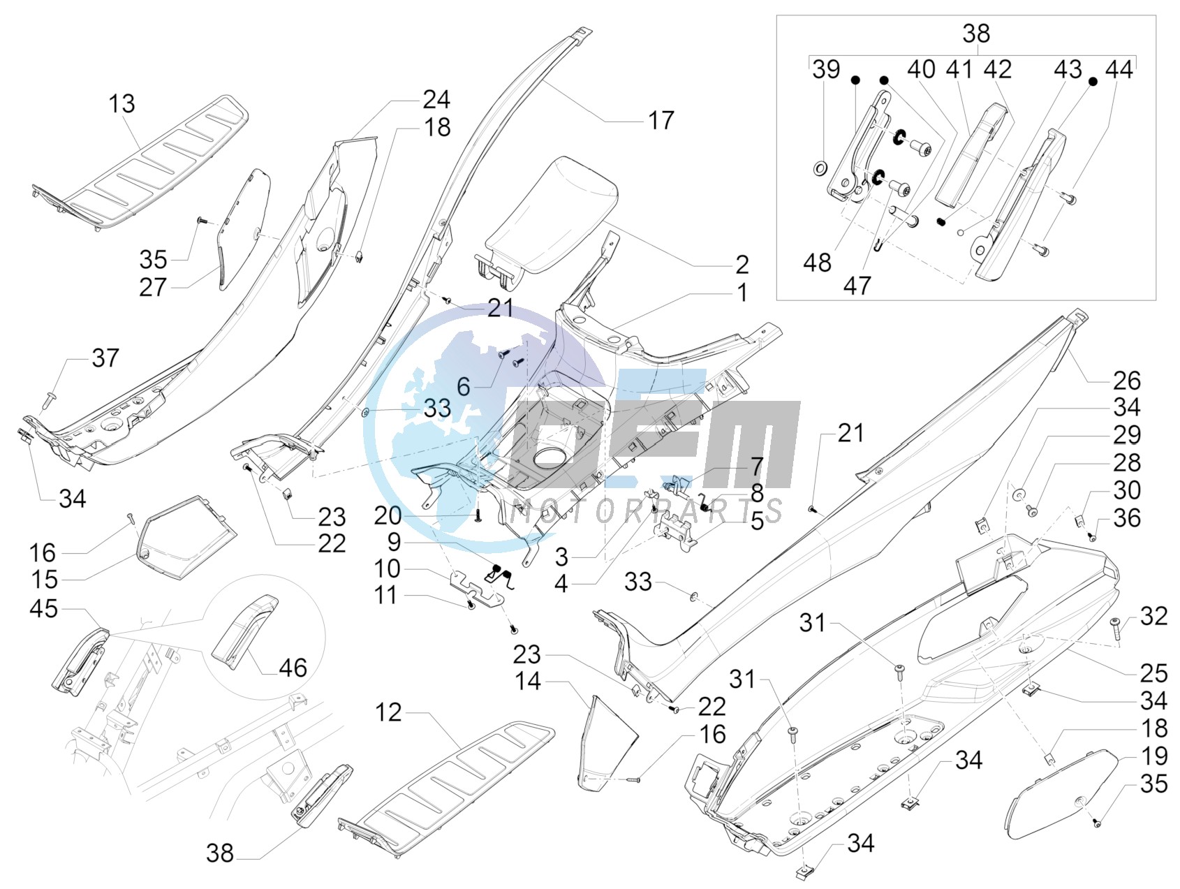 Central cover - Footrests