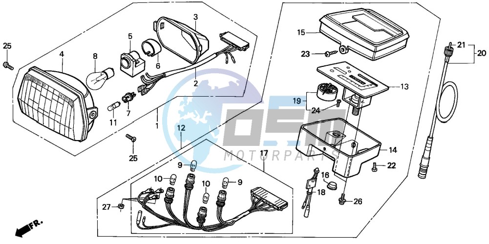 HEADLIGHT/SPEEDOMETER (SH75P/DP/DS)