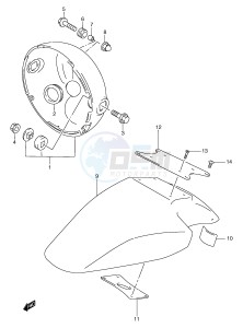 GSF1200 (E2) Bandit drawing FRONT FENDER (GSF1200T V W X Y)