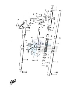 G5 100 drawing FRONT FORK -- 72-73 G5- -